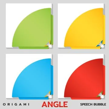 Origami rounded angle paper banner. Price tag template for catalog. Color vector Stock-Illustration