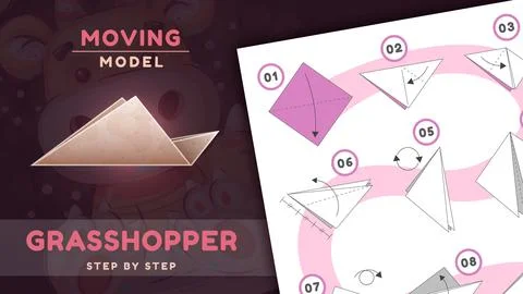 Origami scheme tutorial moving model Stock Illustration