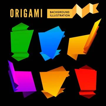 Origami set origami vector collection isolated on black background Copyrig... Foto stock