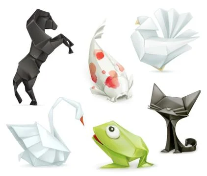 Origami set vector icon Illustrazione stock