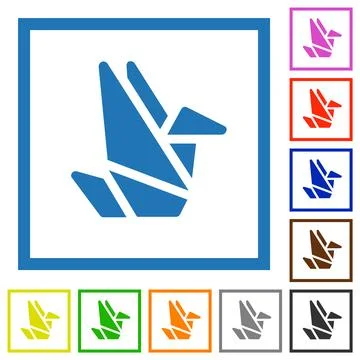Origami solid flat framed icons Stockillustratie