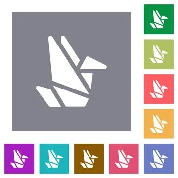 Origami solid square flat icons Stock Illustration