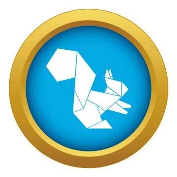 Origami squirrel icon blue vector isolated Stock Illustration