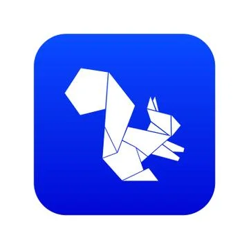 Origami squirrel icon blue vector 스톡 일러스트