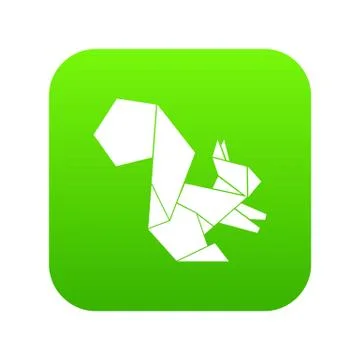 Origami squirrel icon green vector Stock Illustration