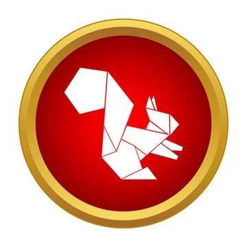 Origami squirrel icon with red circular border Illustrazione stock