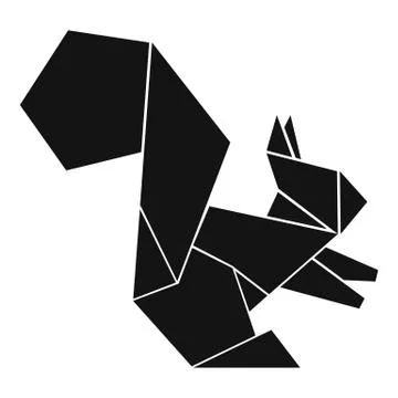 Origami squirrel icon, simple black style Stock Illustration