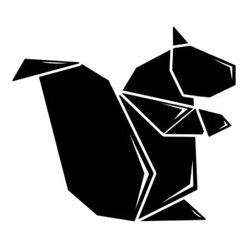 Origami squirrel icon, simple black style Stock Illustration