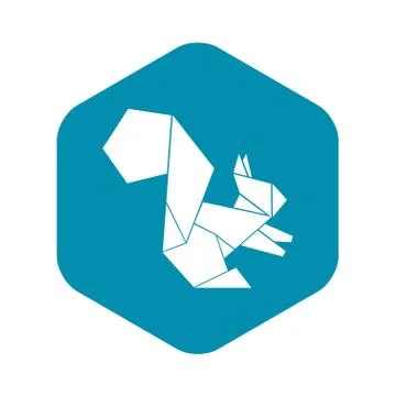 Origami squirrel icon, simple black style Illustrazione stock