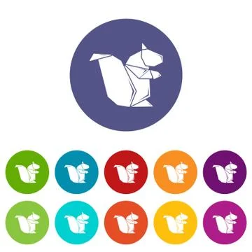 Origami squirrel icons set vector color イラスト素材