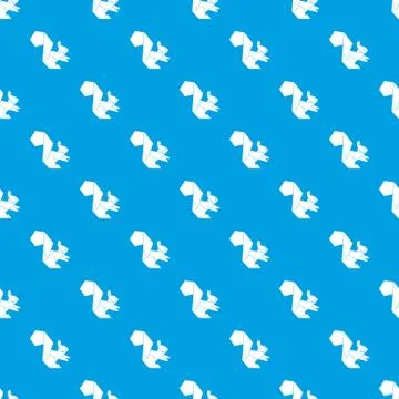 Origami squirrel pattern vector seamless blue 스톡 일러스트