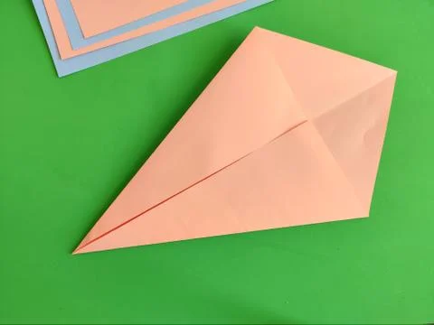 Origami step by step. How to make a paper bunny for Easter greetings Stock Photos
