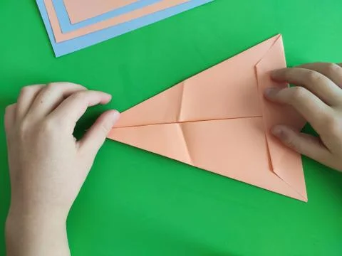 Origami step by step. How to make a paper bunny for Easter greetings Stock Photos