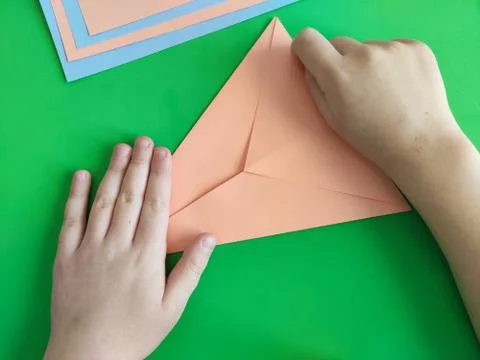 Origami step by step. How to make a paper bunny for Easter greetings Stock Photos