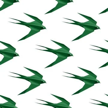 Origami swallow seamless pattern Stock Illustration