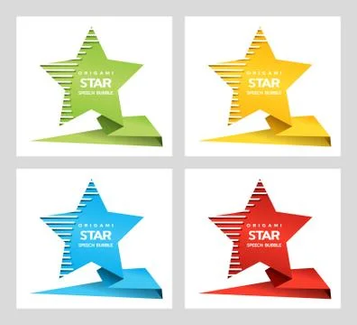 Origami text speech bubble for award in form of star, isolated on white Stock-Illustration