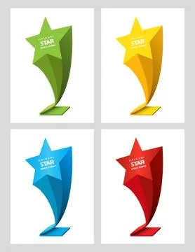 Origami text speech bubble for award in form of star, isolated on white Stock-Illustration