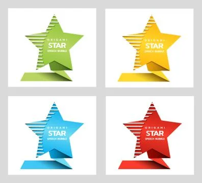 Origami text speech bubble for award in form of star, isolated on white Stock-Illustration