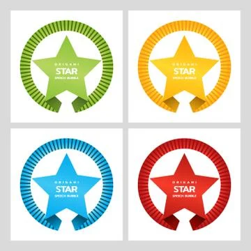 Origami text speech bubble for award in form of star, isolated on white Stock-Illustration
