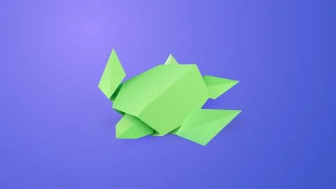 Origami turtle in water vector art Stock Illustration