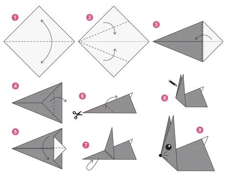 Origami tutorial for kids. Origami cute Rabbit. イラスト素材