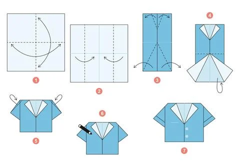 Origami tutorial for kids. Origami cute shirt. Stockillustratie