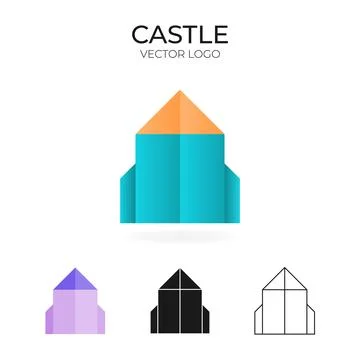 Origami tutorial for kids. Origami cute Castle. 스톡 일러스트