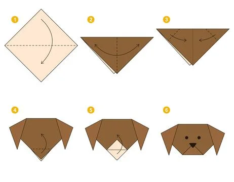 Origami tutorial. Origami scheme for kids Cute Dog Ilustración de archivo