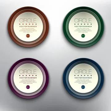 Origami vector circle banner set of 4. Illustrazione stock