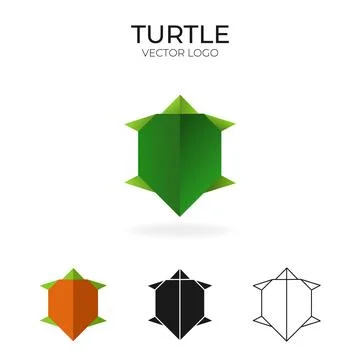 Origami vector logo and icon with turtle. Stock Illustration
