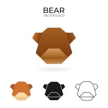 Origami vector logo and icon with bear. Illustrazione stock