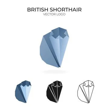 Origami vector logo and icon with cat. Illustrazione stock