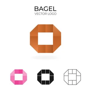 Origami vector logo and icon with bagel. Illustrazione stock