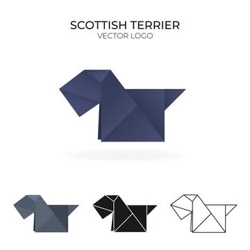 Origami vector logo and icon with dog. Stockillustratie