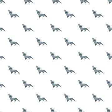 Origami wolf howling repeating geometric animal pattern Stock Illustration