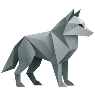 Origami Wolf – Polygonal Vector Art Stock Illustration