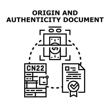 Origin and authenticity document verification process Stockillustratie