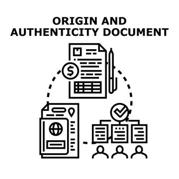 Origin and authenticity document verification process concept Stock Illustration