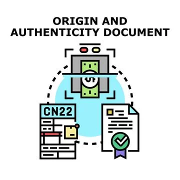 Origin and authenticity document verification process Stock Illustration