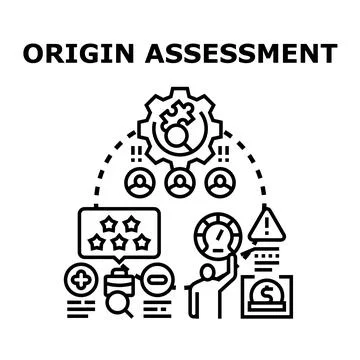 Origin assessment concept measuring risk and quality Stockillustratie