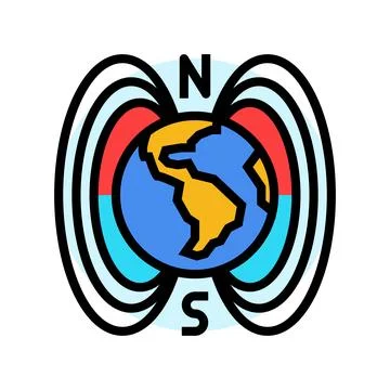 The origin of magnetic fields mystery color icon vector illustration イラスト素材