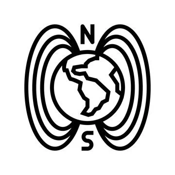 The origin of magnetic fields mystery line icon vector illustration イラスト素材