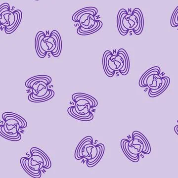 The origin of magnetic fields mystery line seamless pattern Stock Illustration