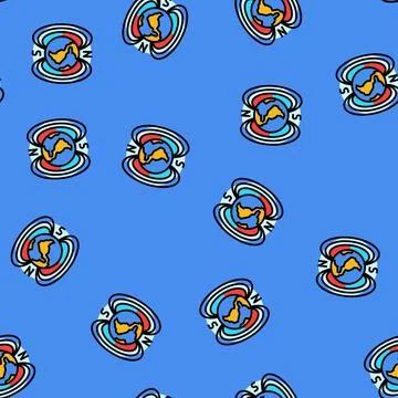 The origin of magnetic fields mystery vector seamless pattern Stock Illustration