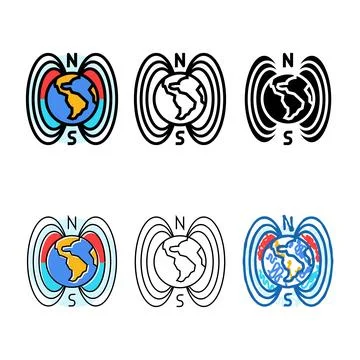 The origin of magnetic fields types mystery color icon vector イラスト素材
