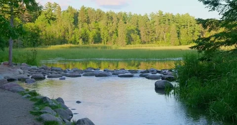 The origin or source of the Mississippi River in Minnesota at dusk Stock Footage 290804213