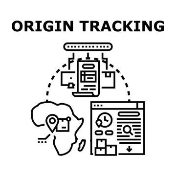 Origin tracking parcels using delivery logistic system Illustrazione stock