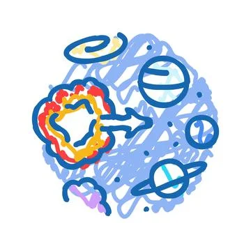 Origin of the universe unsolved mystery icon doodle illustration Stock Illustration