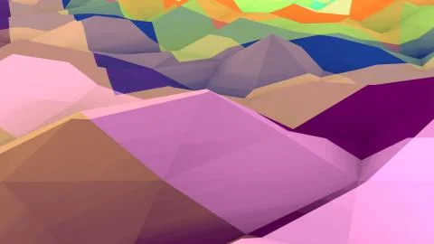 An original 3d illustration of a multicolored lowpoly backdrop with a salient Stock Illustration