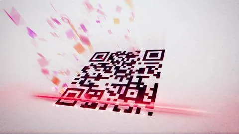 Original 3d rendering of an abstract QR code scanning illustration put aslant イラスト素材